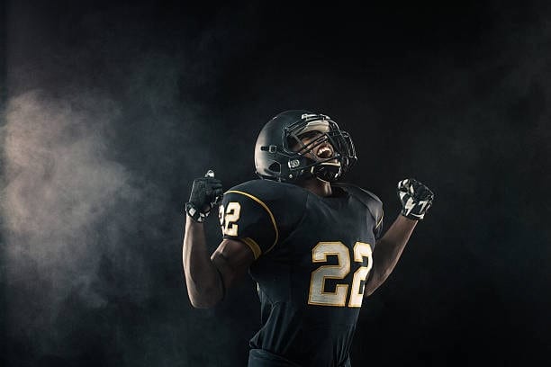 College football player celebrating